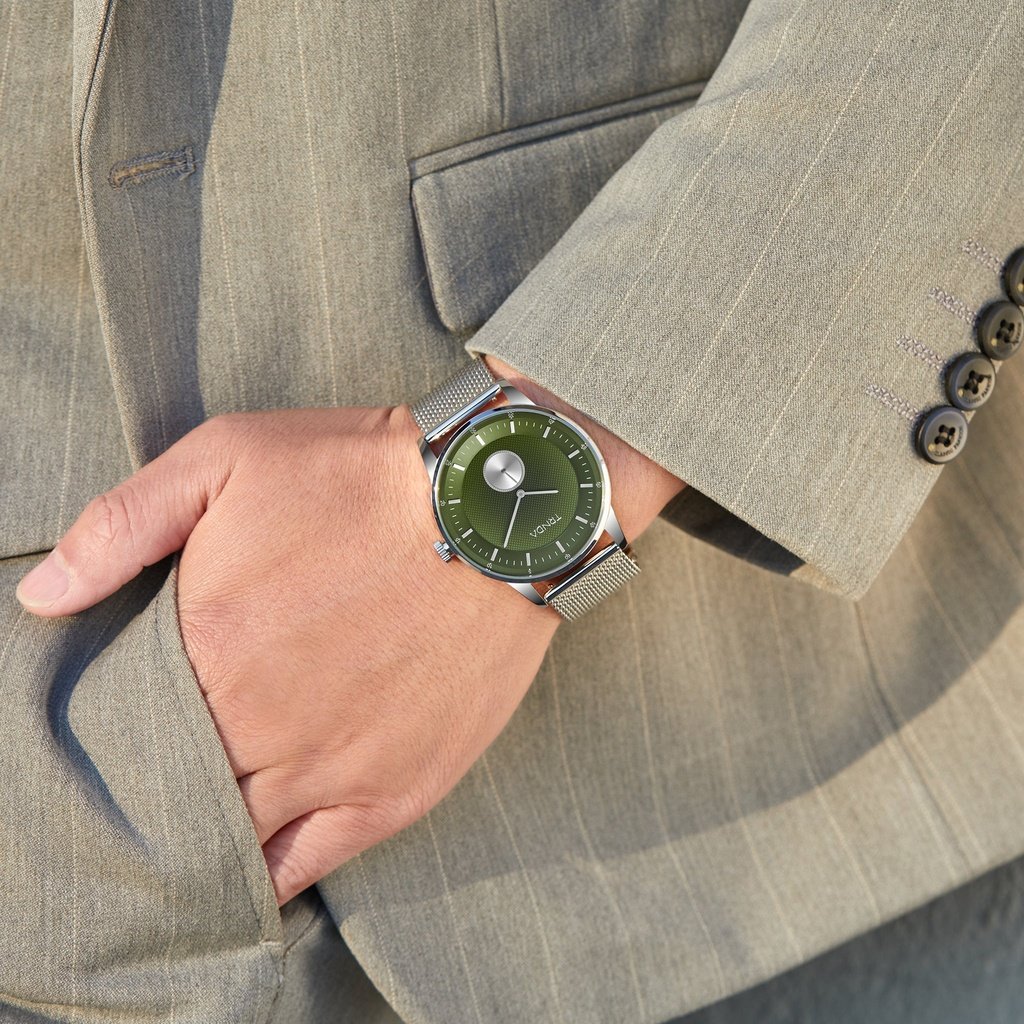 TRNDA Men's Stainless Steel Watch, Seaweed Green Dial | TRNDA43MM-1