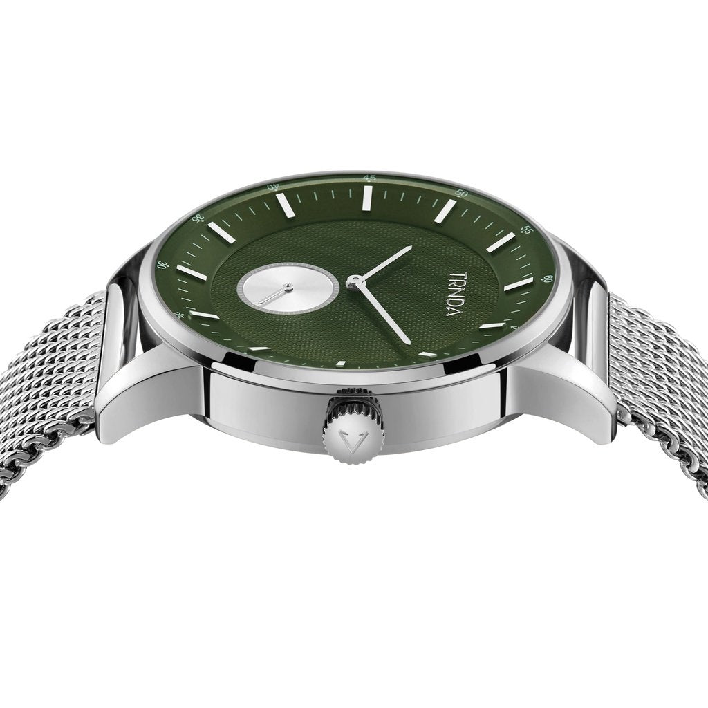 TRNDA Men's Stainless Steel Watch, Seaweed Green Dial | TRNDA43MM-2