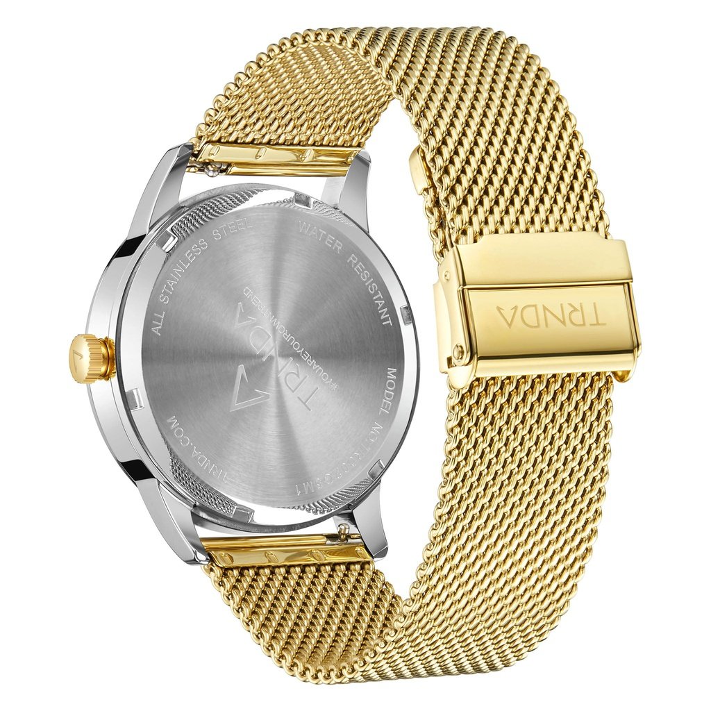 TRNDA Men's Stainless Steel Watch, Gradient Gray Dial | TR43SGLD-3