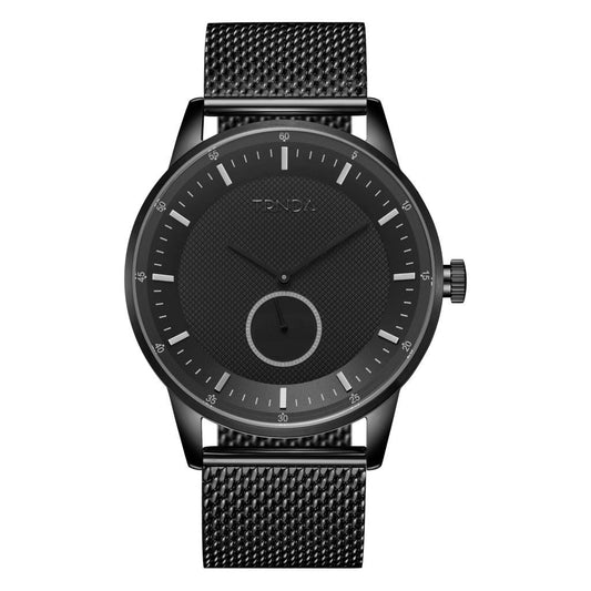 TRNDA Men's Black Stainless Steel Watch, Mesh Band | TRN-SS43MB-0