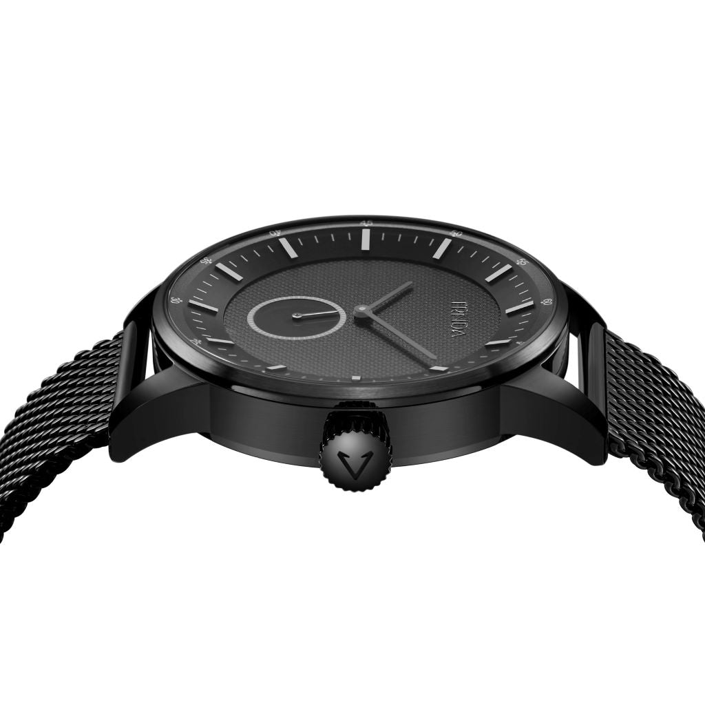 TRNDA Men's Black Stainless Steel Watch, Mesh Band | TRN-SS43MB-2