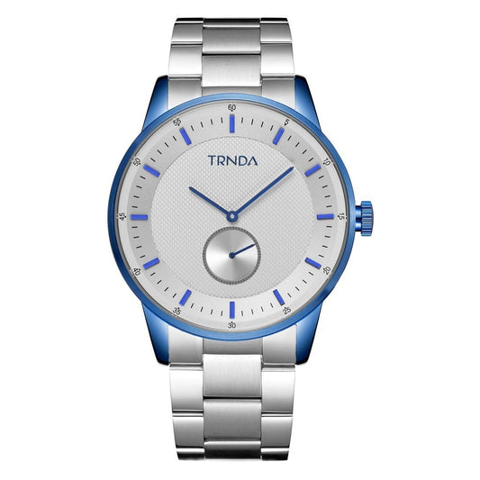 TRNDA Men's Stainless Steel Blue Watch, Silver Dial | TRN-W43B-0