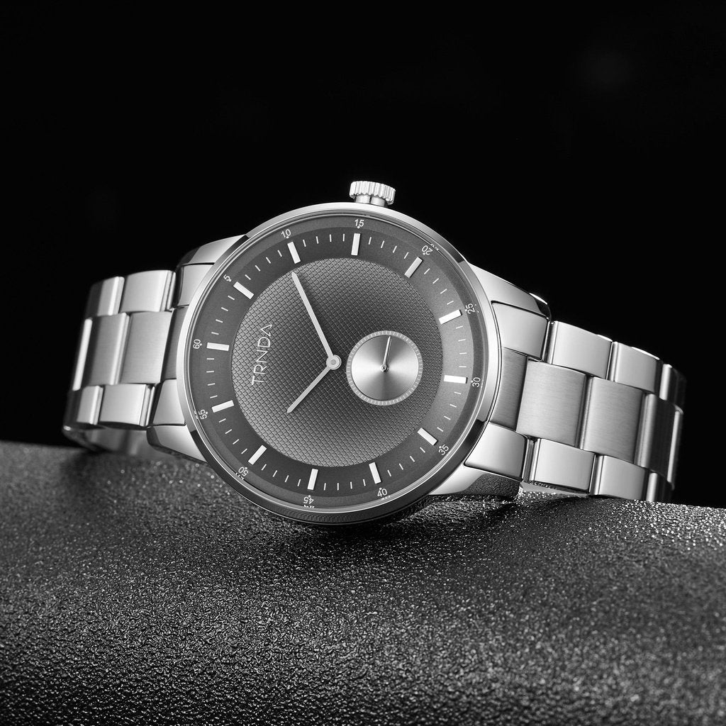 TRNDA Men's Stainless Steel Watch, Gradient Gray Dial | TRN-SS43-2