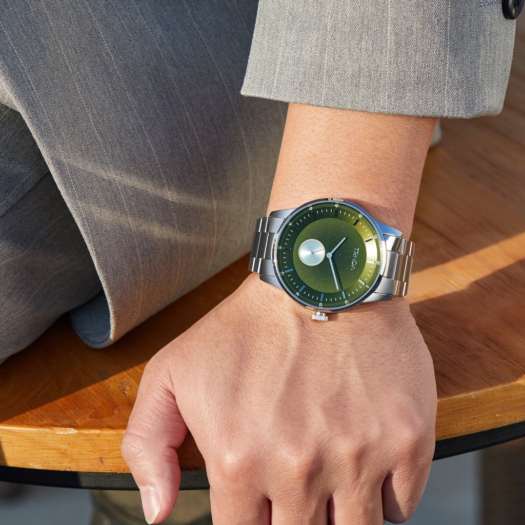 TRNDA Men's Stainless Steel Watch, Seaweed Green Dial | TRNDA43MM-1
