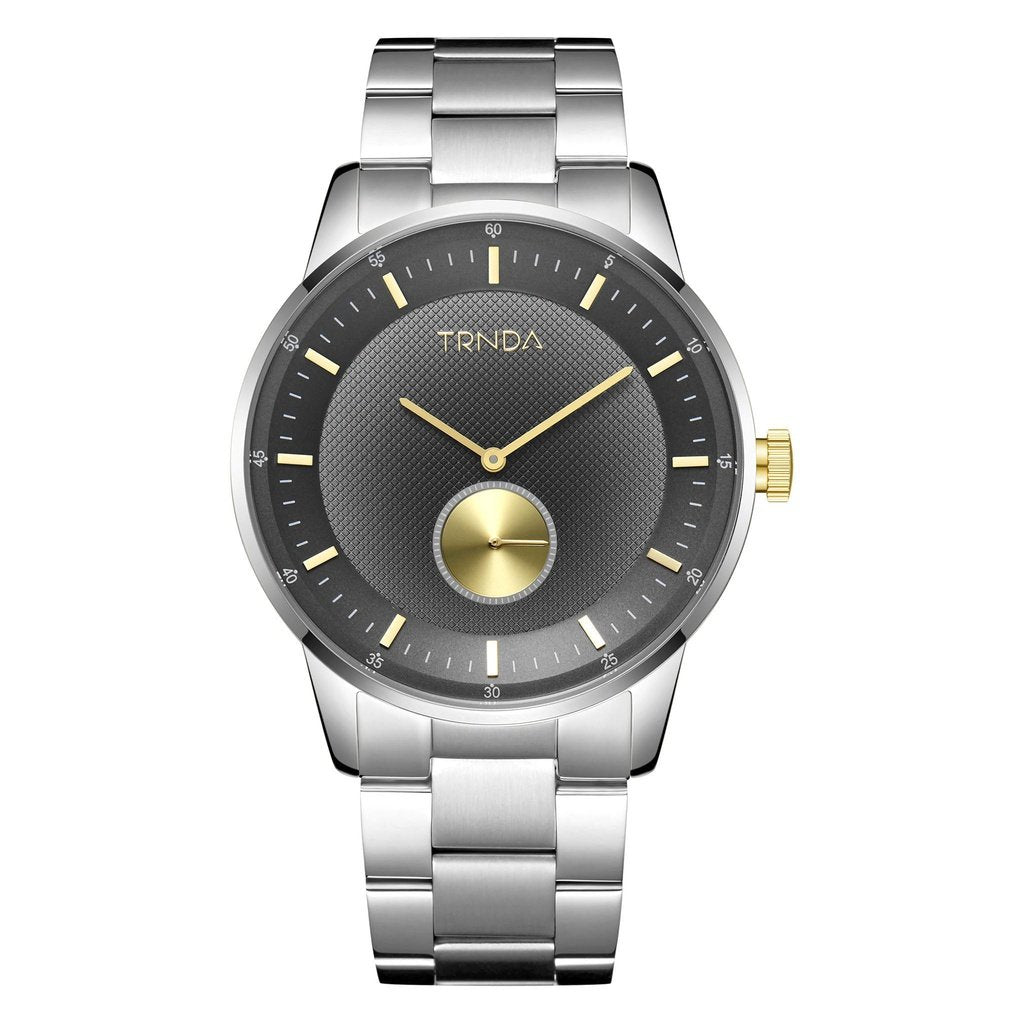 TRNDA Men's Stainless Steel Watch, Gradient Gray Dial | TRN-SS43G-0