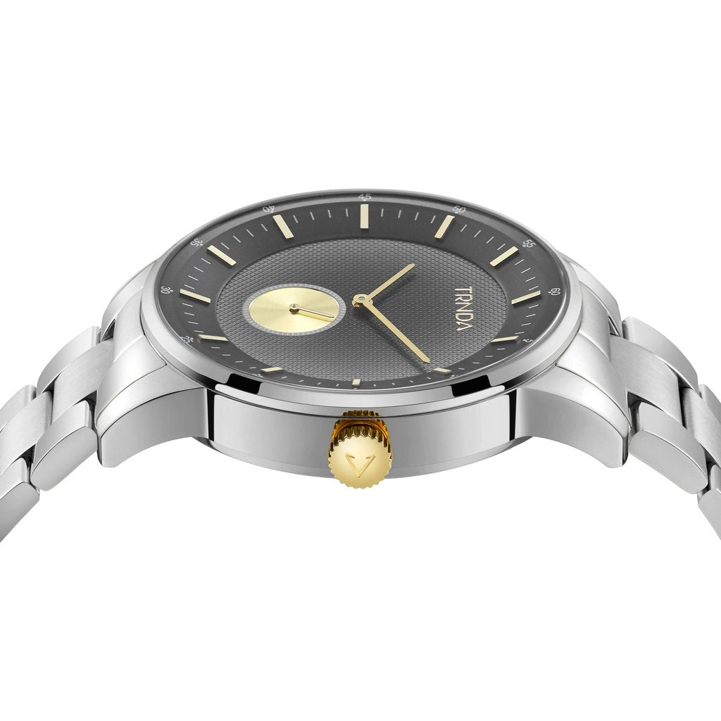 TRNDA Men's Stainless Steel Watch, Gradient Gray Dial | TRN-SS43G-2