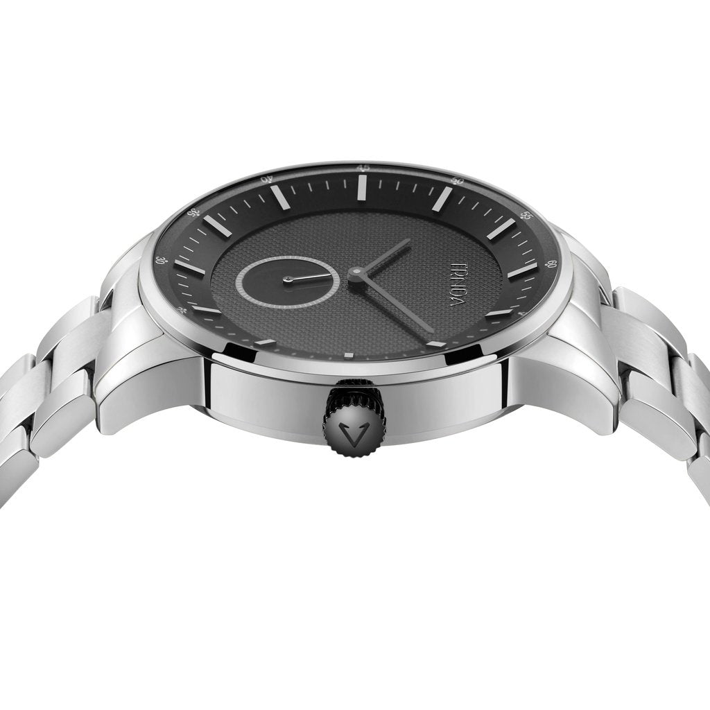 TRNDA Men's Stainless Steel Watch, Black Dial | TRNDA-43SS-2