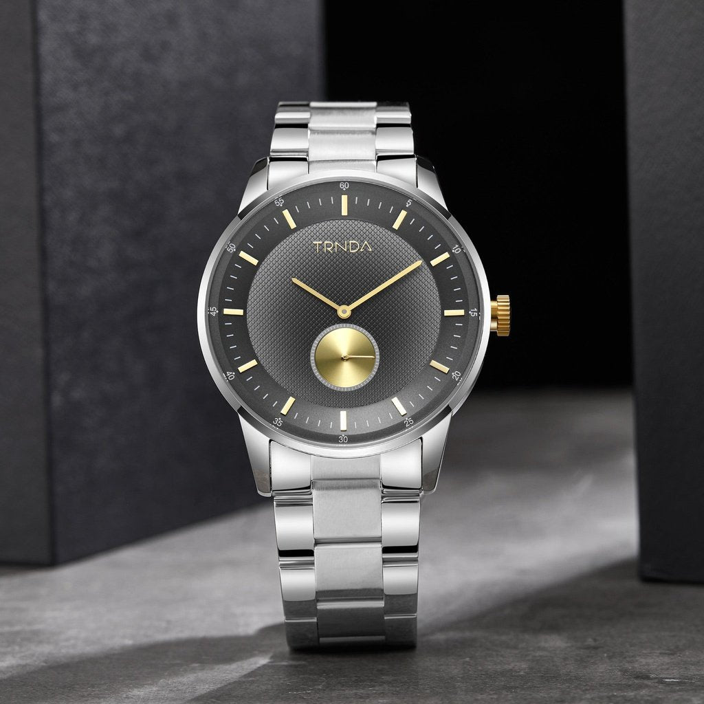 TRNDA Men's Gold Stainless Steel Watch, Gray Dial | TR-M43GSL-4