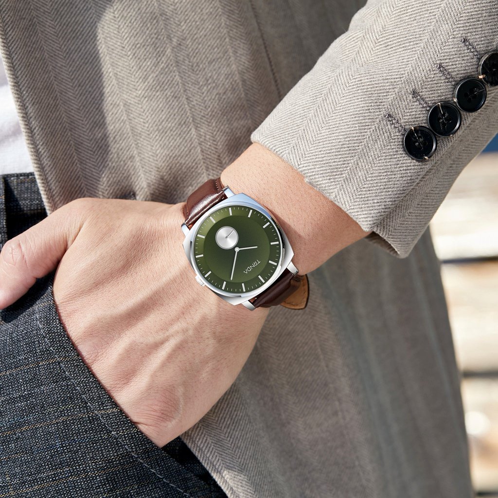 TRNDA Men's Stainless Steel Watch, Seaweed Green Dial | TRNDA45MM-1