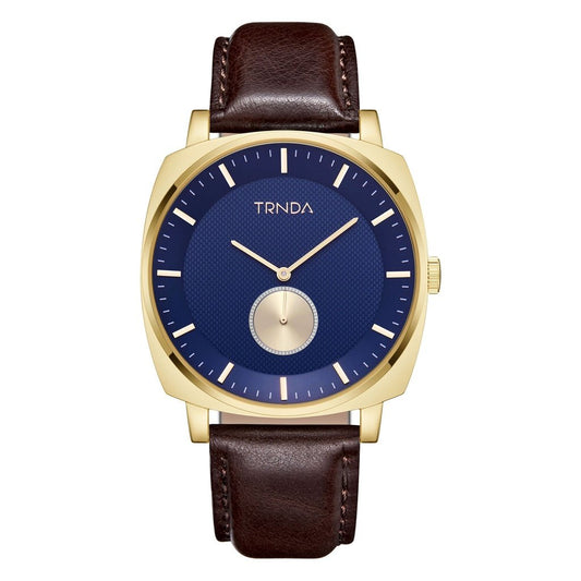 TRNDA Men's Gold Stainless Steel Watch, Blue Dial | TR45GBL-0