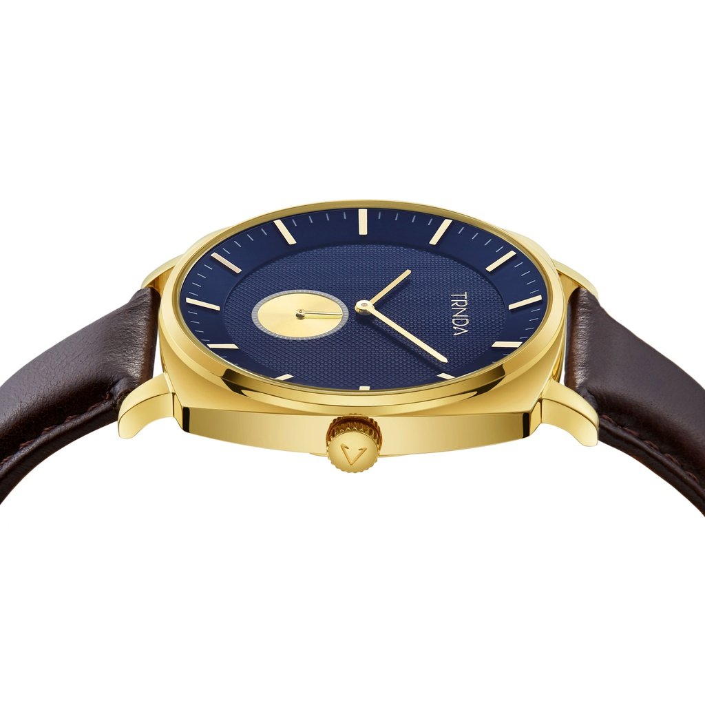 TRNDA Men's Gold Stainless Steel Watch, Blue Dial | TR45GBL-2