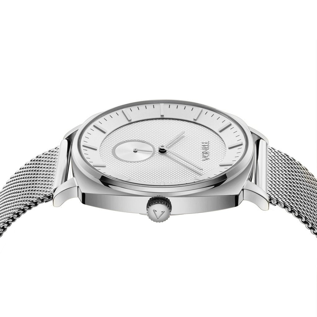 TRNDA Men's Stainless Steel Watch, Silver Mesh Band | TRNDA-S45M-2