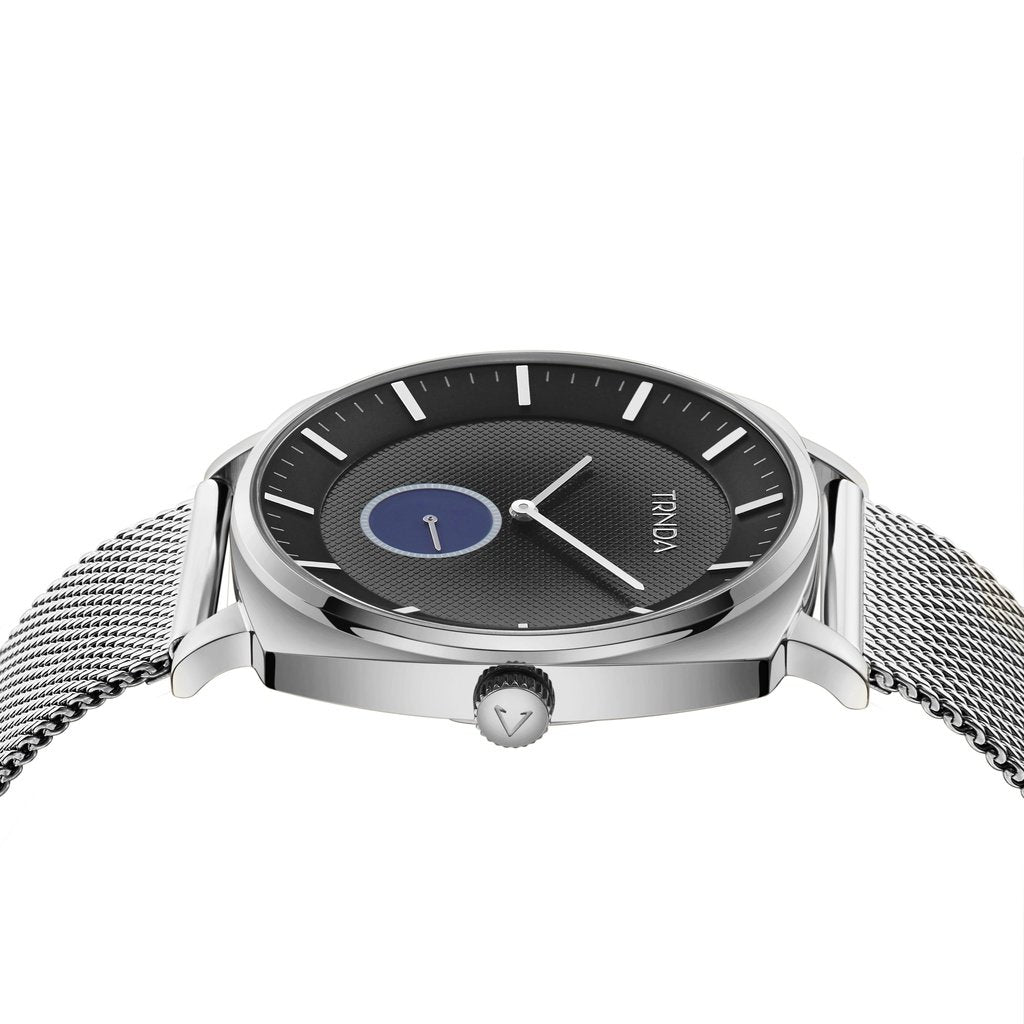 TRNDA Men's Silver Stainless Steel Watch, Grey Dial | TRNDA-045SS-2