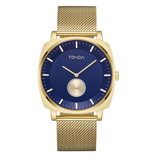 TRNDA Men's Gold Stainless Steel Watch, Blue Dial | TRN-45MM-GD-0