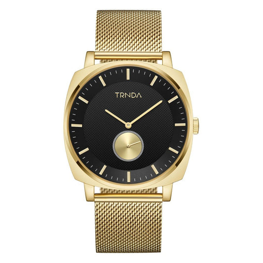 TRNDA Men's Gold Stainless Steel Watch, Black Dial | TRN-SS45G-0