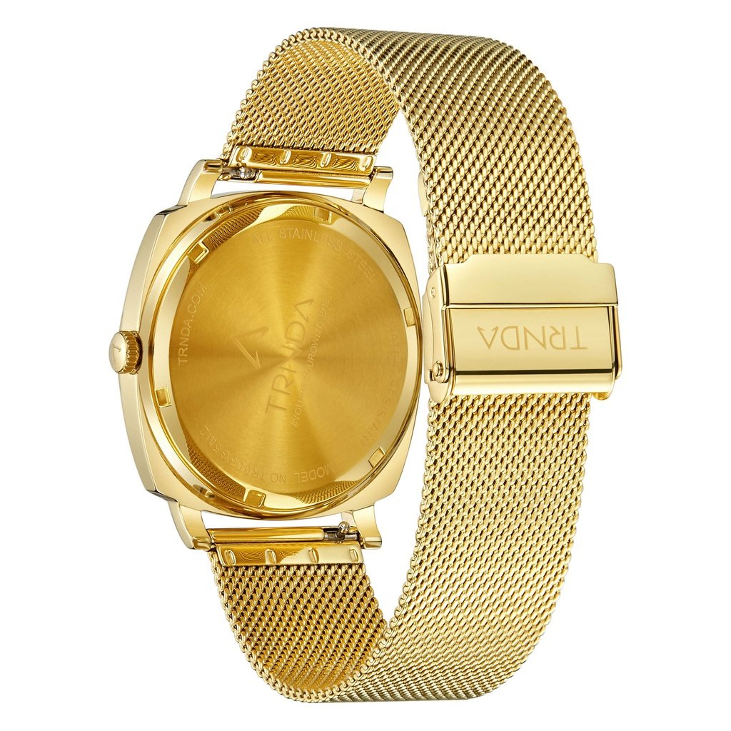 TRNDA Men's Gold Stainless Steel Watch, Black Dial | TRN-SS45G-3
