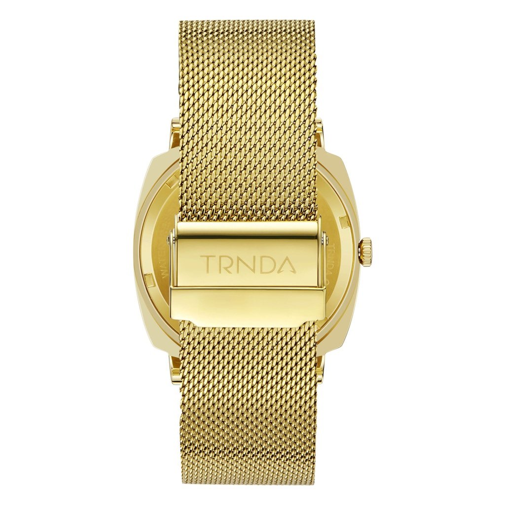 TRNDA Men's Gold Stainless Steel Watch, Black Dial | TRN-SS45G-4