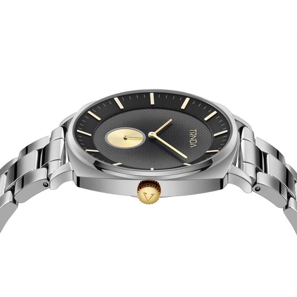 TRNDA Men's Stainless Steel Watch, Silver Gradient Dial | TR45SS-2