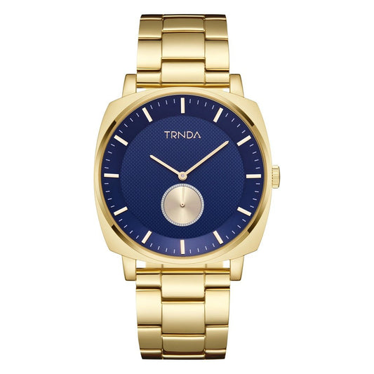 TRNDA Men's Gold Stainless Steel Watch, Blue Dial | TR45GDB-0