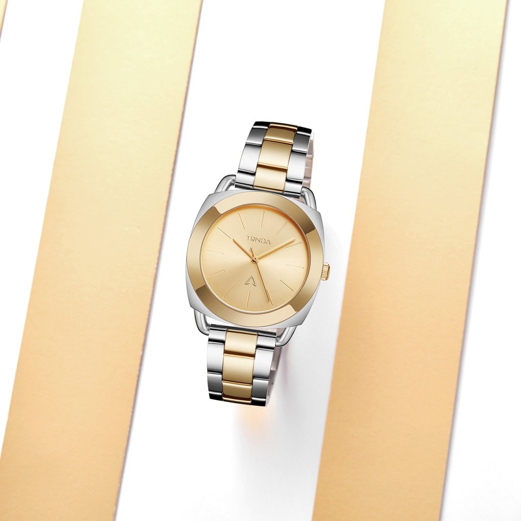 TRNDA Women's Stainless Steel Watch, Silver-Gold Band | TRN-35.8-4