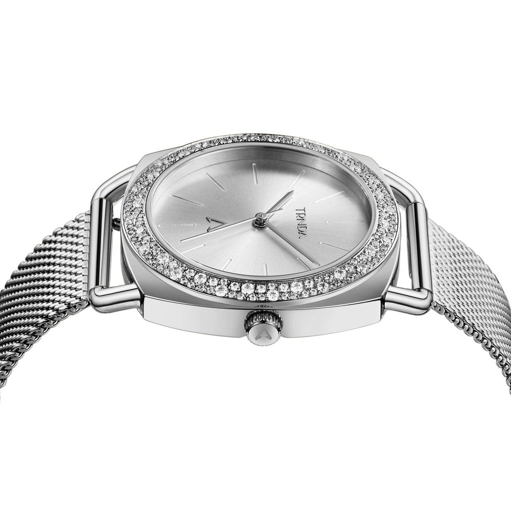 TRNDA Women's Stainless Steel Watch, Silver Mesh Band | TRN-35.8S-2