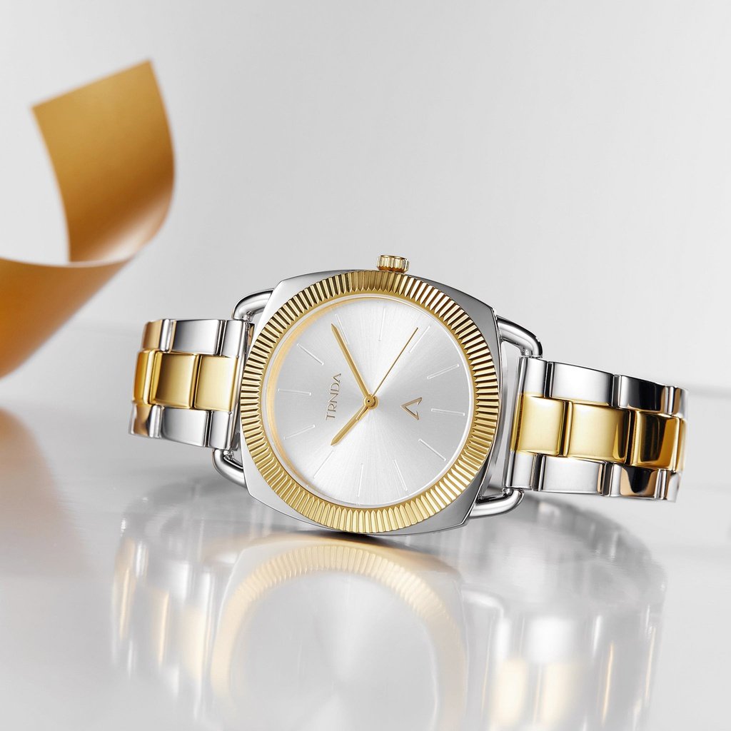 TRNDA Women's Stainless Steel Watch, Silver-Gold Band | TRN-35.8MM-4