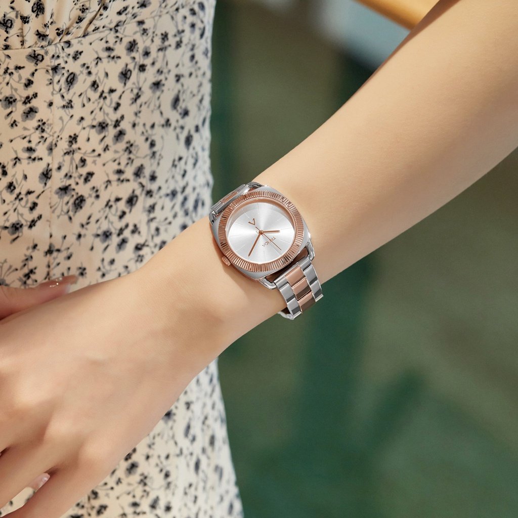 TRNDA Women's Stainless Steel Watch, Silver-Rose Gold | TR35S-1