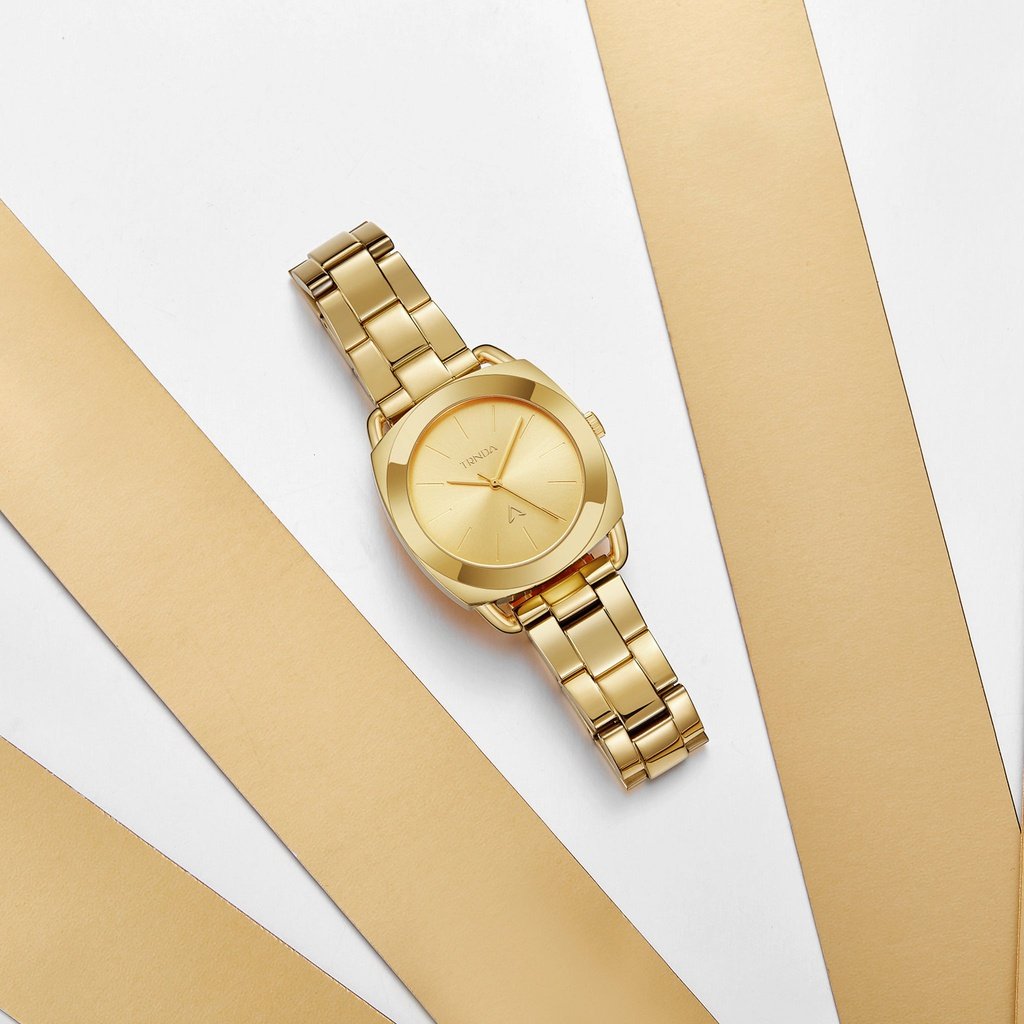 TRNDA Women's Gold Stainless Steel Watch, Unique Dial | TRNDA35.8-4