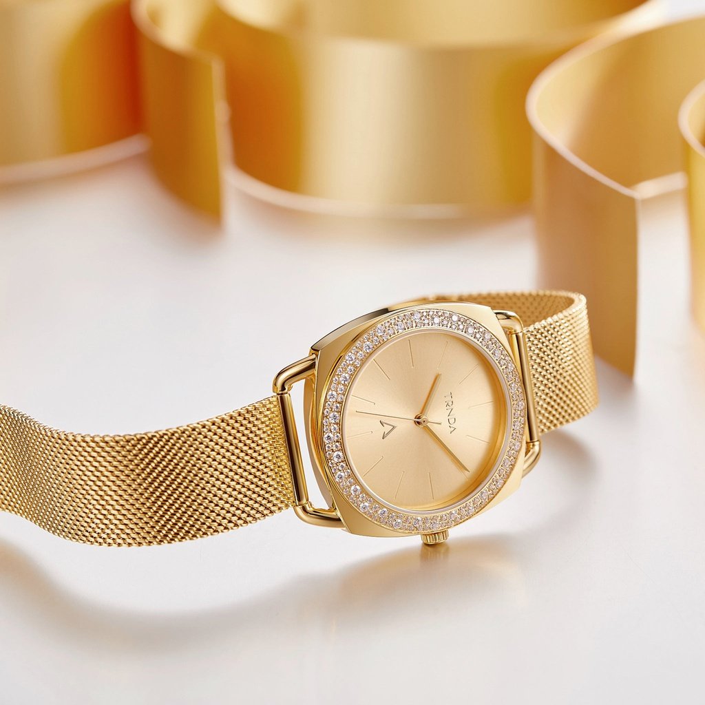 TRNDA Women's Gold Stainless Steel Watch, Gold Dial | TRD-1234-4