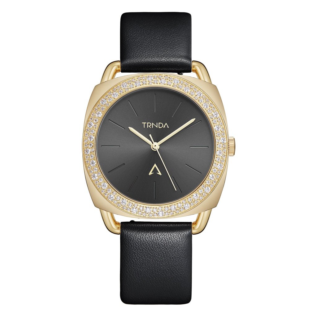 TRNDA Women's Gold Stainless Steel Watch, Black Dial | TRD-35B-0
