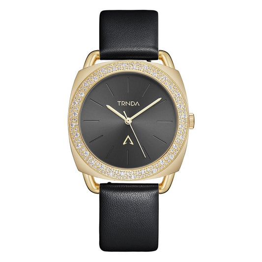 TRNDA Women's Gold Stainless Steel Watch, Black Dial | TRD-35B-0