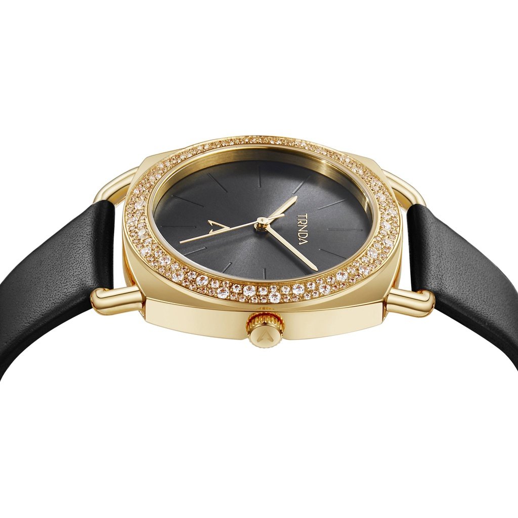 TRNDA Women's Gold Stainless Steel Watch, Black Dial | TRD-35B-2