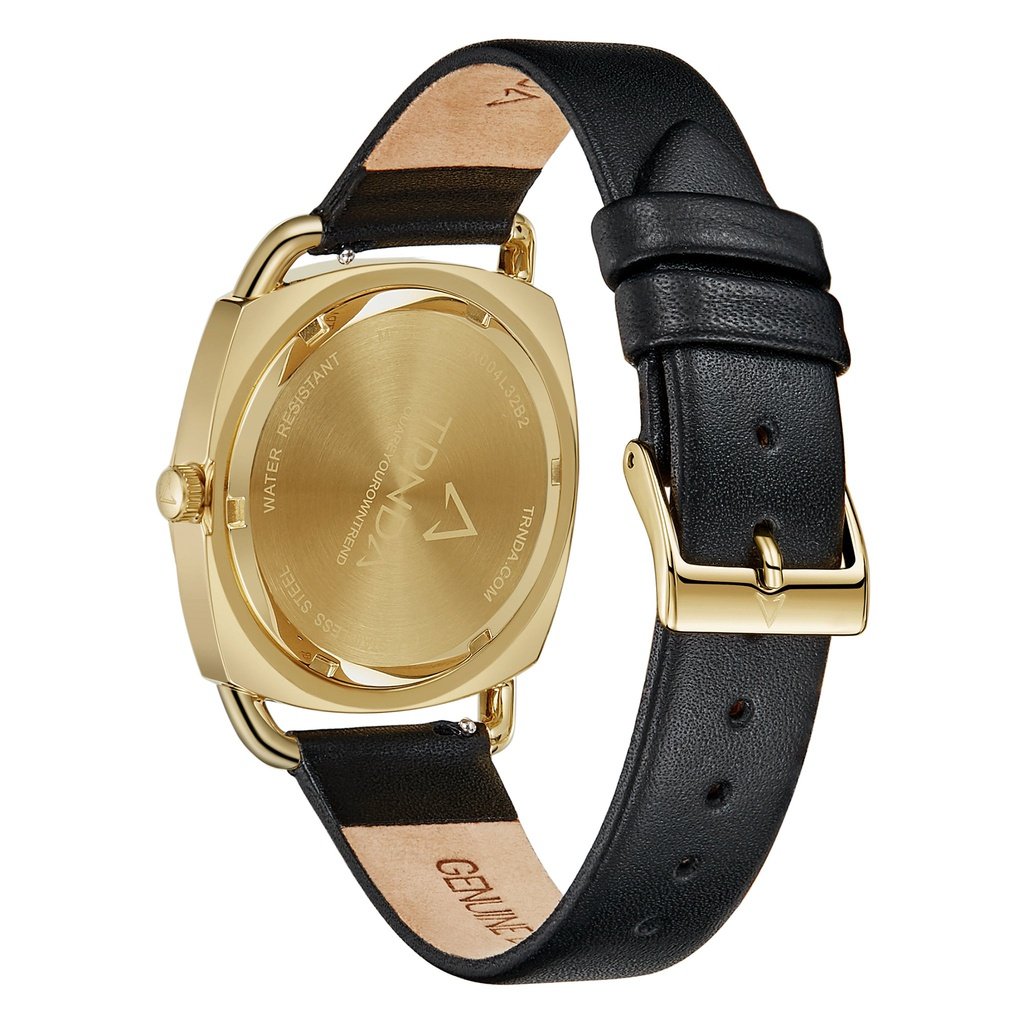 TRNDA Women's Gold Stainless Steel Watch, Black Dial | TRD-35B-3