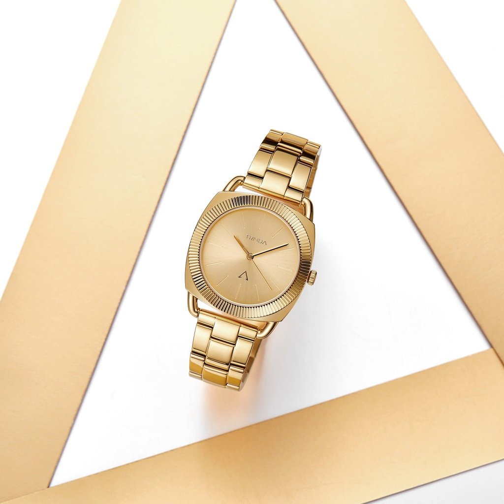 TRNDA Women's Gold Stainless Steel Watch, Round Case | TRN-35.8G-4