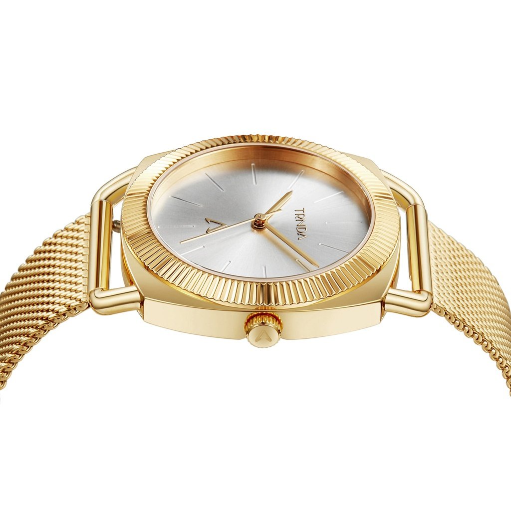 TRNDA Women's Gold Stainless Steel Watch, Silver Dial | TRD-W35.8-2
