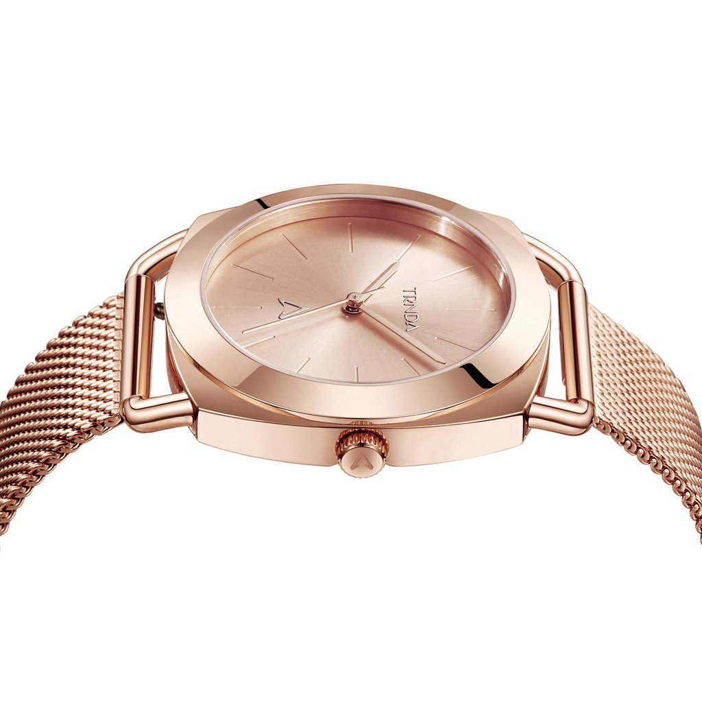 TRNDA Women's Rose Gold Stainless Steel Watch, Mesh Band | TRNDA-12345-2
