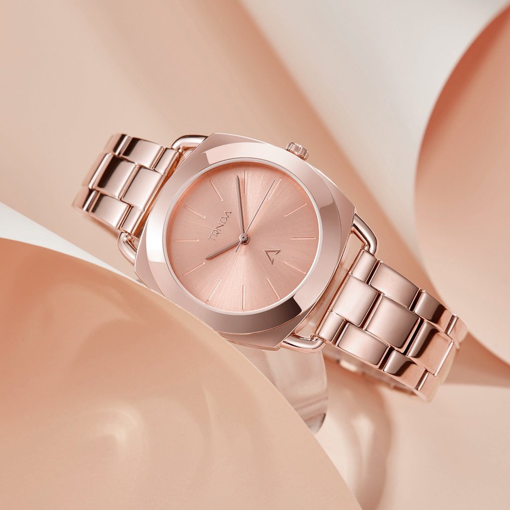 TRNDA Women's Rose Gold Stainless Steel Watch, Round Dial | TRNDA-001-4