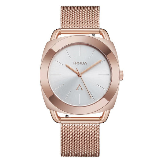 TRNDA Women's Rose Gold Stainless Steel Watch, Silver Dial | TRNDA-001-0