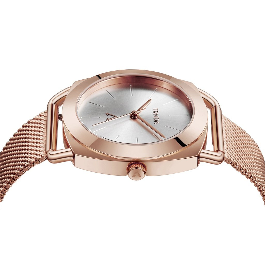 TRNDA Women's Rose Gold Stainless Steel Watch, Silver Dial | TRNDA-001-2