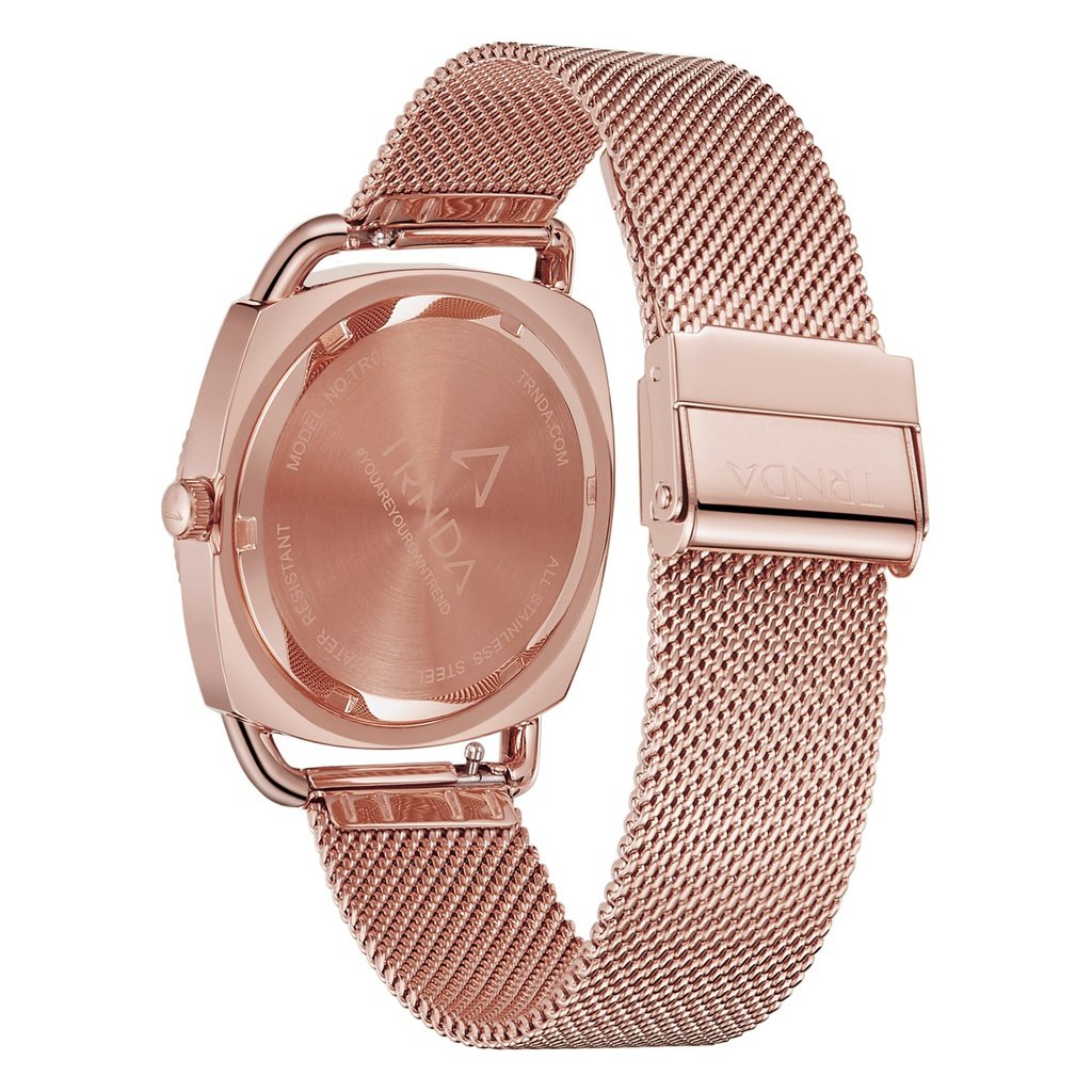 TRNDA Women's Rose Gold Stainless Steel Watch, Silver Dial | TRNDA-001-3