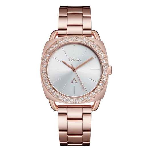 TRNDA Women's Rose Gold Stainless Steel Watch, Silver Dial | TRNDA-001-0