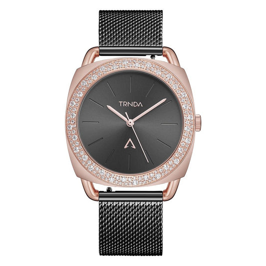 TRNDA Women's Rose Gold Watch, Black Dial | TRNDA-RG35.8-0