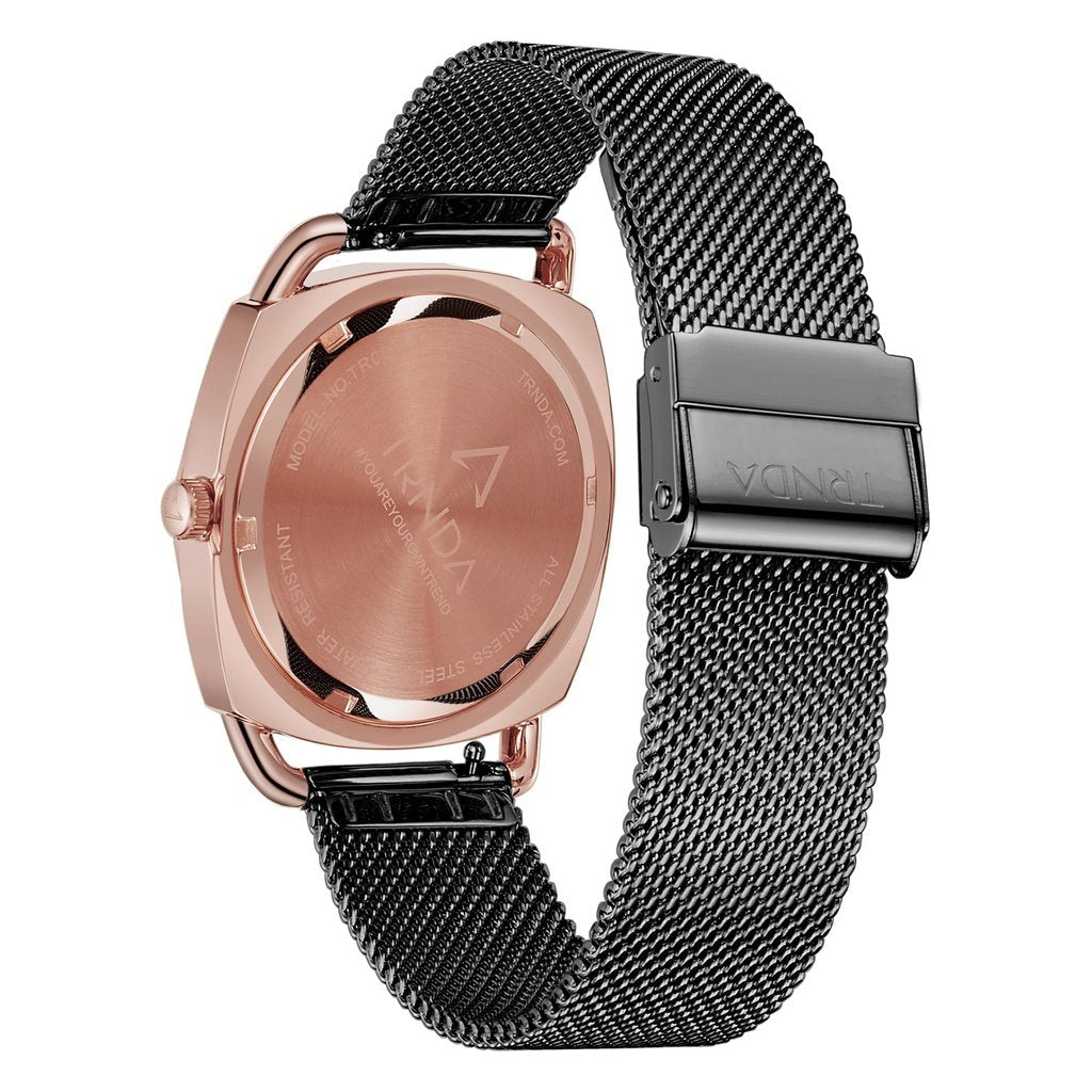 TRNDA Women's Rose Gold Watch, Black Dial | TRNDA-RG35.8-3