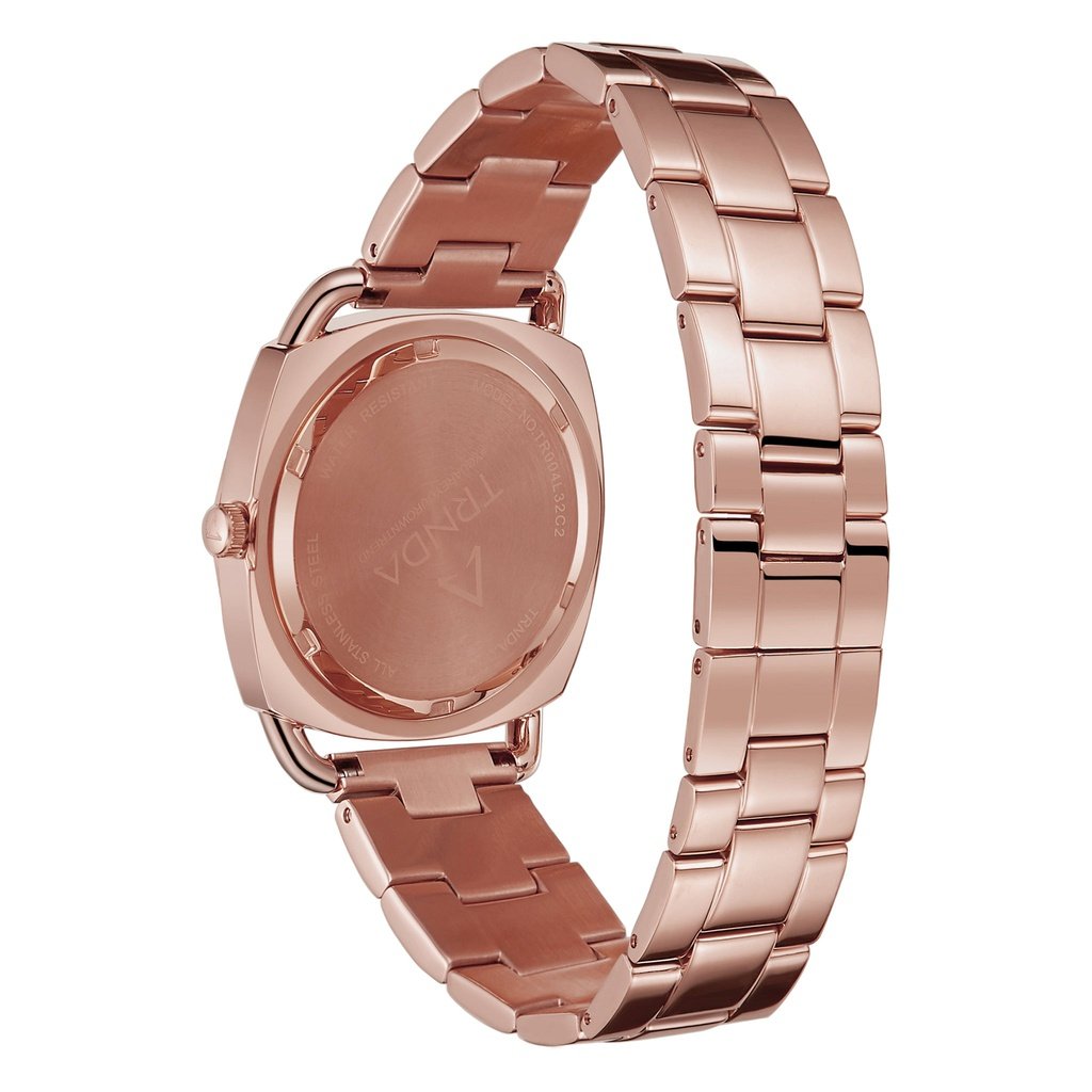 TRNDA Women's Rose Gold Stainless Steel Watch, Silver Dial | TRNDA-001-3