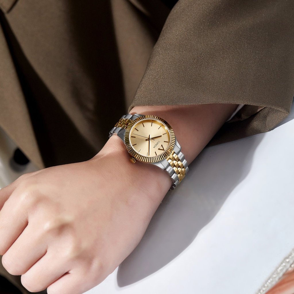 TRNDA Women's Stainless Steel Watch, Gold Dial | TR32SSG-1