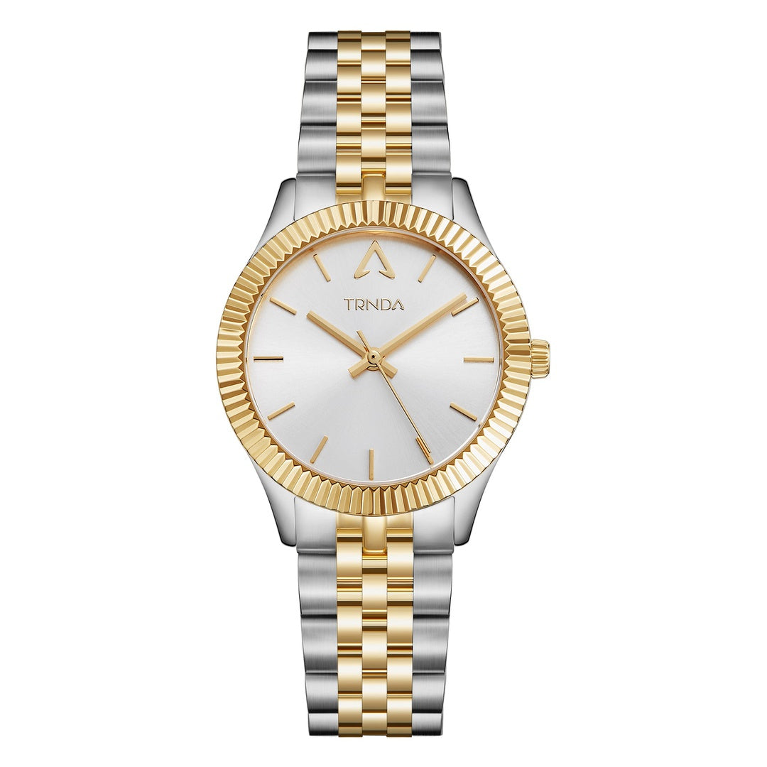 TRNDA Women's Stainless Steel Watch, Silver & Gold Dial | TRN32MM-0