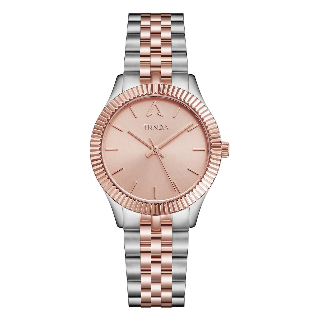 TRNDA Women's Stainless Steel Watch, Silver & Rose Gold Dial | TRNDA32MM-0