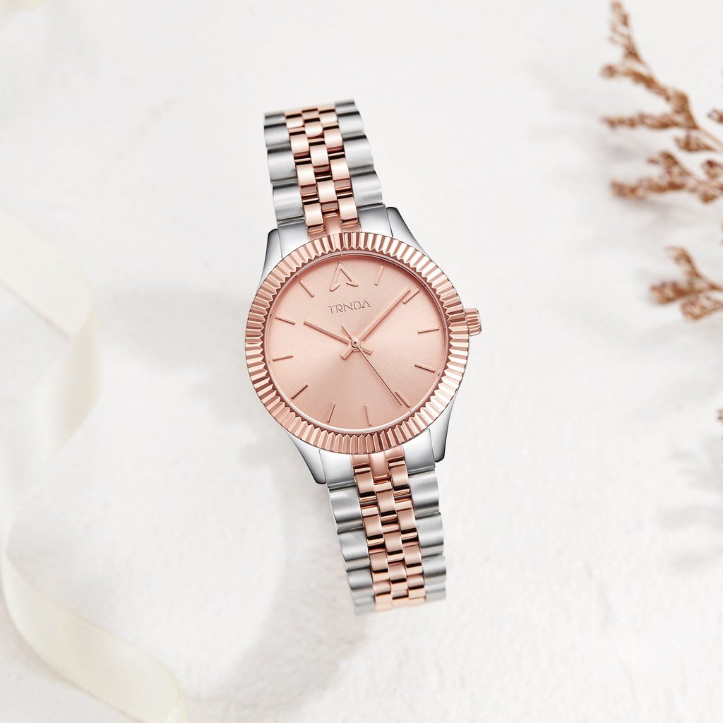 TRNDA Women's Stainless Steel Watch, Silver & Rose Gold Dial | TRNDA32MM-4