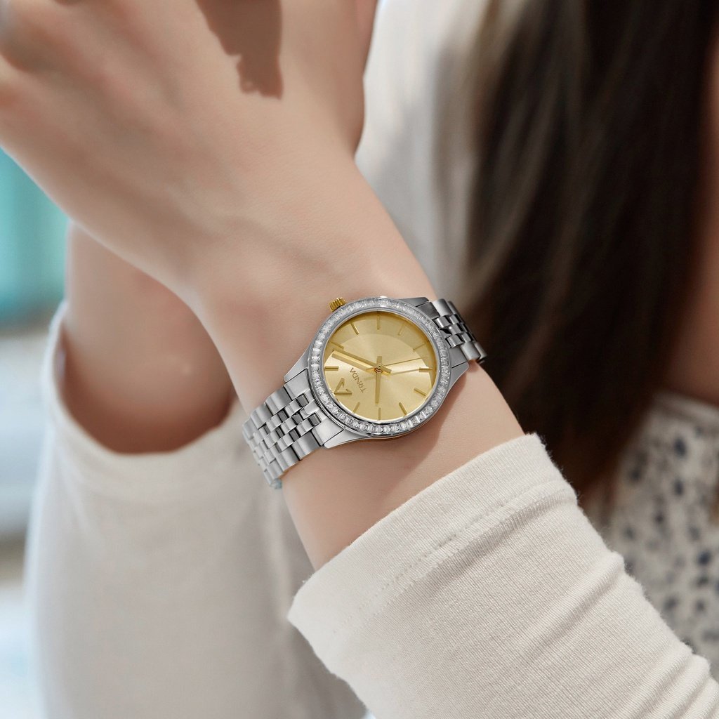 TRNDA Women's Stainless Steel Watch, Gold Dial | TRNDA032SIL-1
