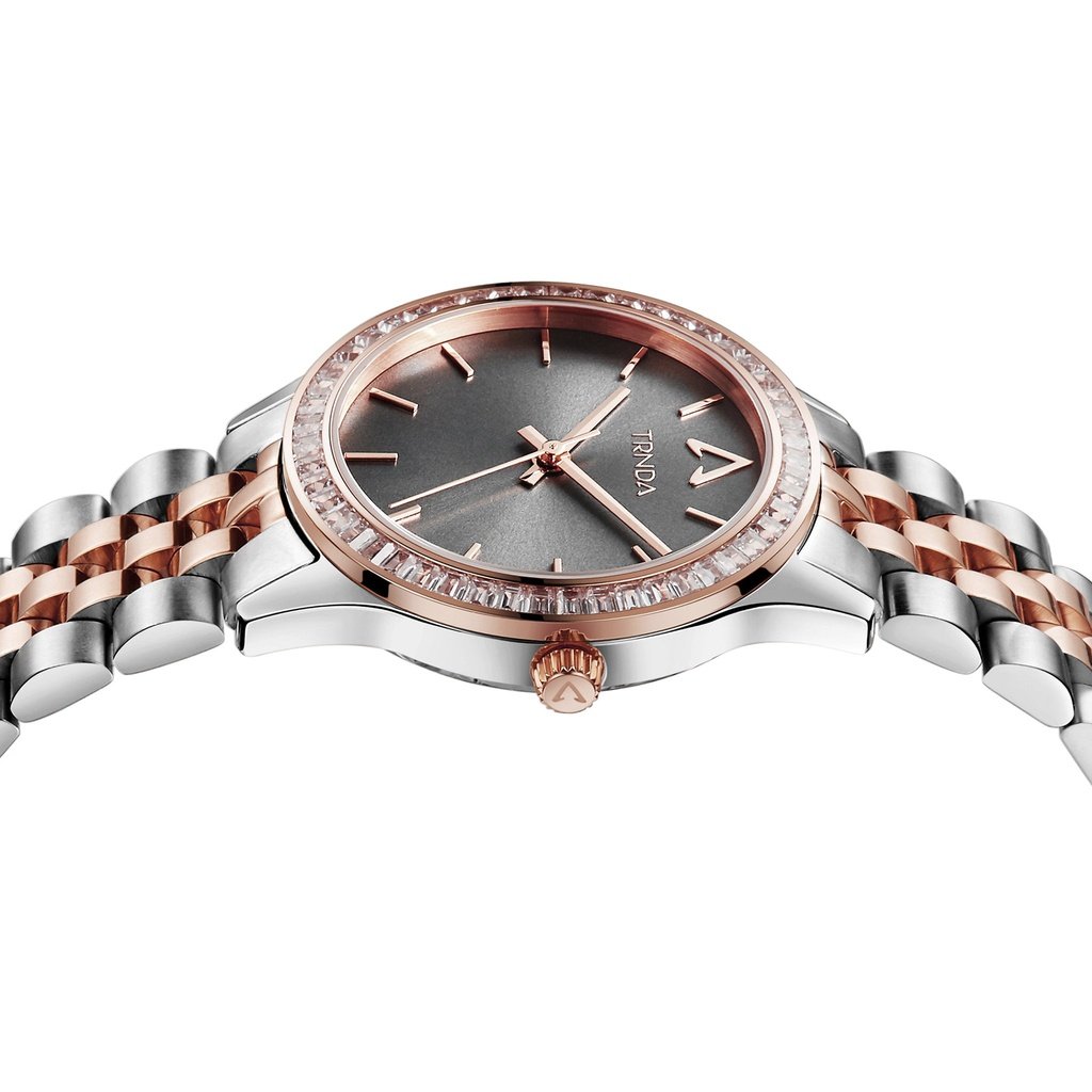 TRNDA Women's Stainless Steel Watch, Gray Dial & Rose Gold | TR32MM-2